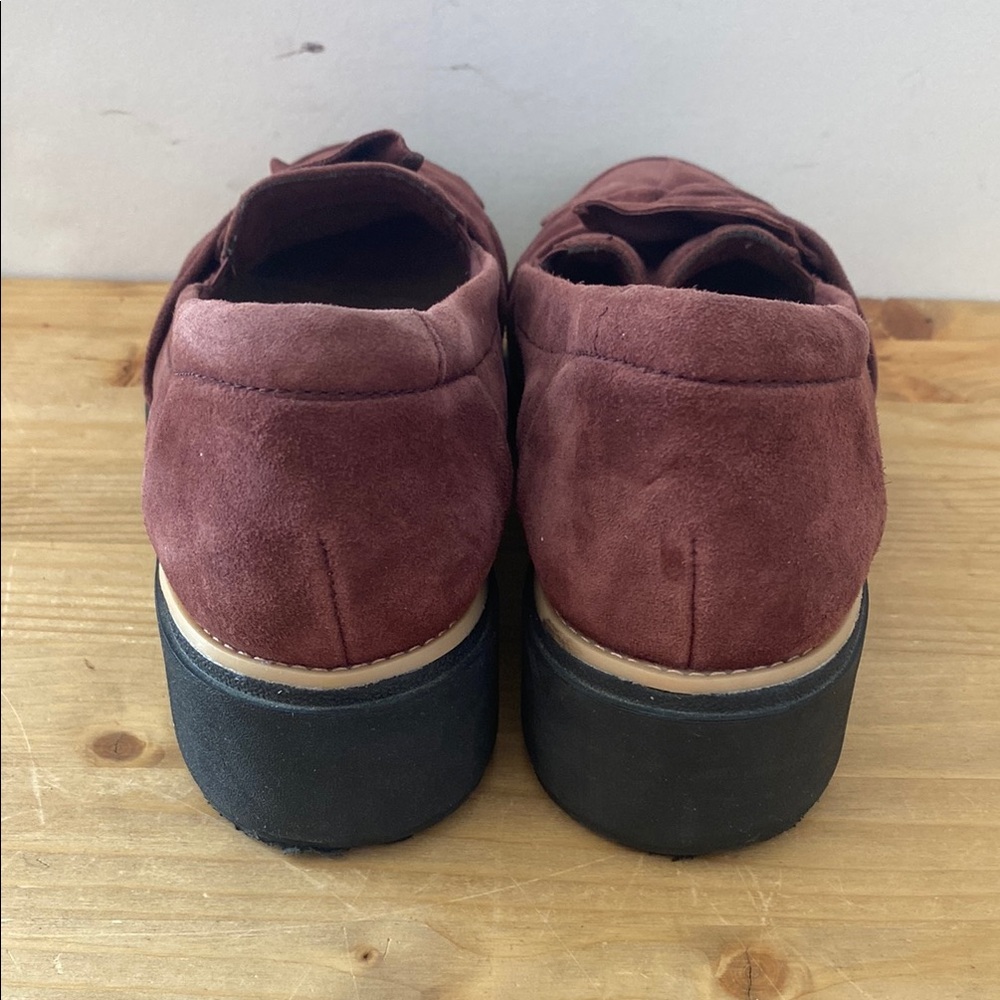 Collection by Clarks Sharon Dasher Suede Loafer Plum Leather Platform w Knot 8 - Picture 3 of 11